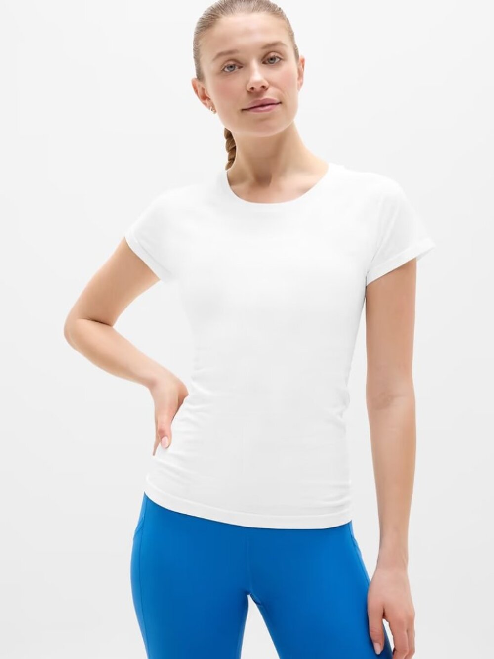 New Athleta M Momentum Flex Tee Short Sleeve Medium Regular Bright White